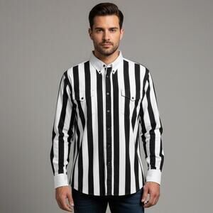 Vintage Ruddock Bros Shirt Men’s L Western Button Up Striped Made in USA